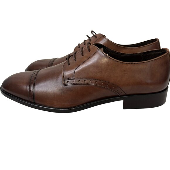 NWOT Bruno Magli Nevil BM600617 Brown Leather Cap Toe Oxfords Shoes Size 11.5 - Picture 4 of 12
